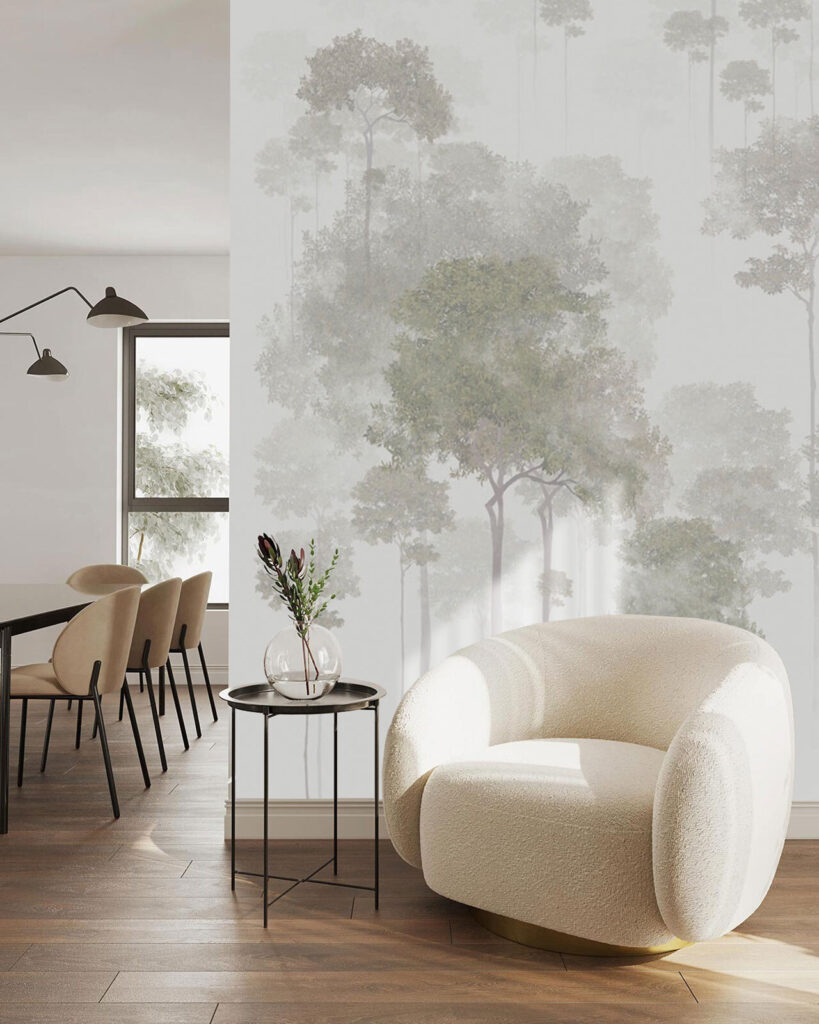 Group of trees in fog Group of trees in fog