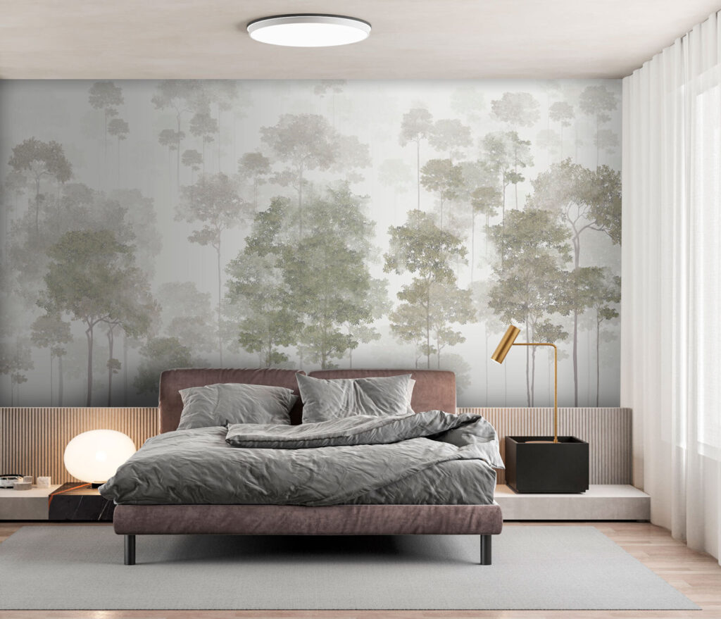 Group of trees in fog Group of trees in fog