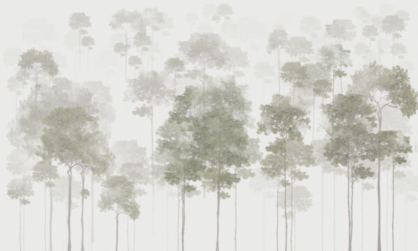 Group of trees in fog Group of trees in fog