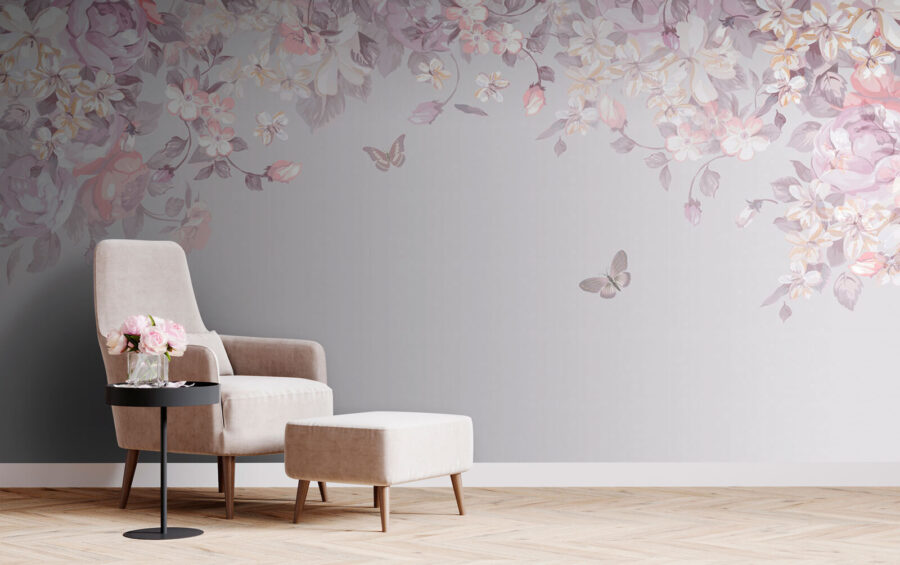 Wall murals Floral pattern with butterflies - Image 2