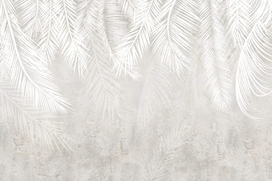 White leaves on a grey surface White leaves on a grey surface