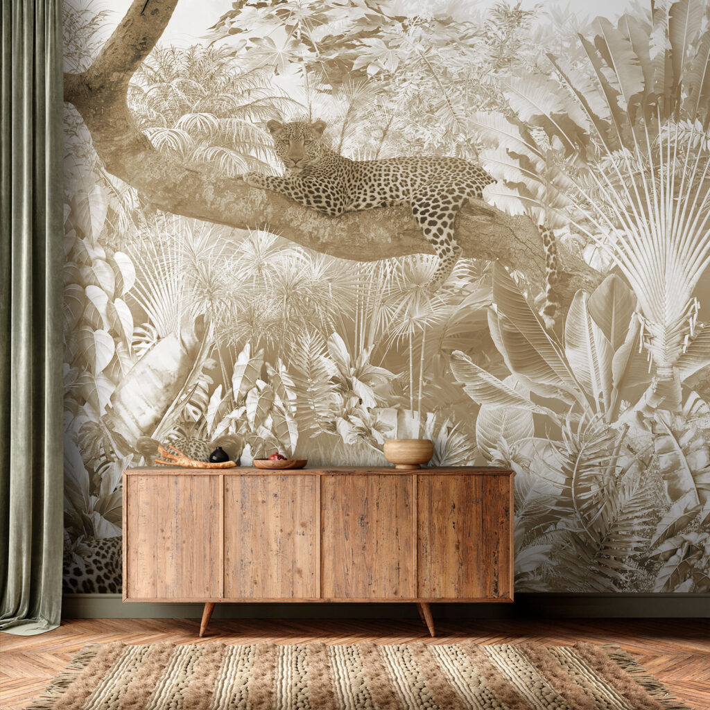 Leopard lying on a tree branch Leopard lying on a tree branch