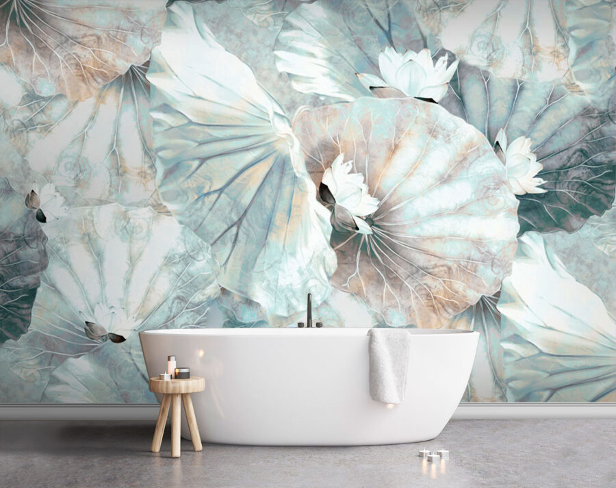Elegant lilies on soft water leaves. Elegant lilies on soft water leaves.