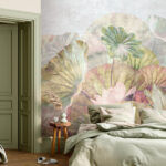Wall murals Delicate water lily leaves and blossoms