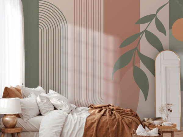 Green and pink lines and a leaf Green and pink lines and a leaf