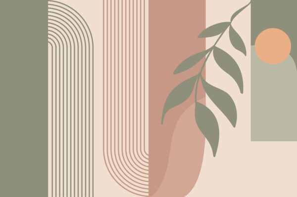 Green and pink lines and a leaf Green and pink lines and a leaf