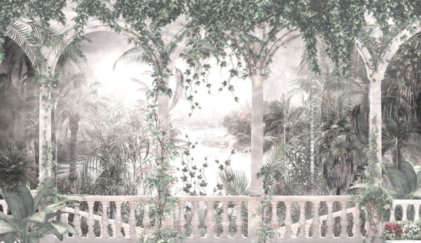 Balcony with a view of a river and trees Balcony with a view of a river and trees