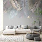 Elegant leaves on a soft background Wall mural Elegant leaves on a soft background