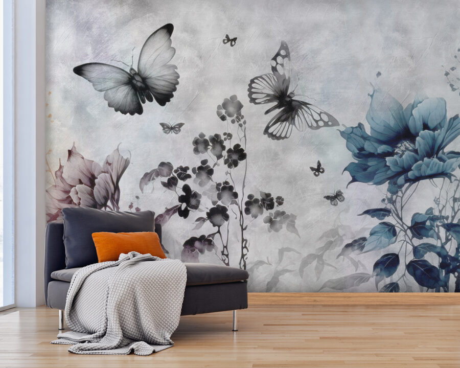 Butterflies flying over flowers Butterflies flying over flowers