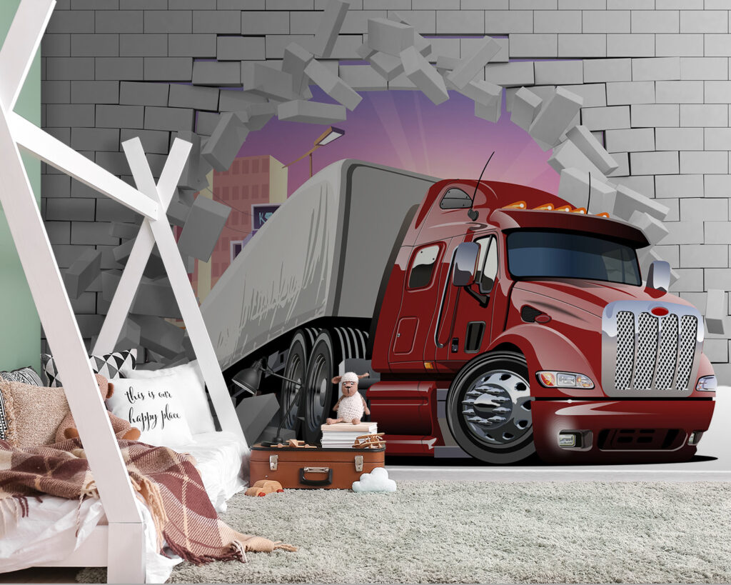 Truck breaking through a brick wall Truck breaking through a brick wall