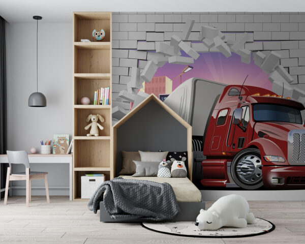 Truck breaking through a brick wall Truck breaking through a brick wall