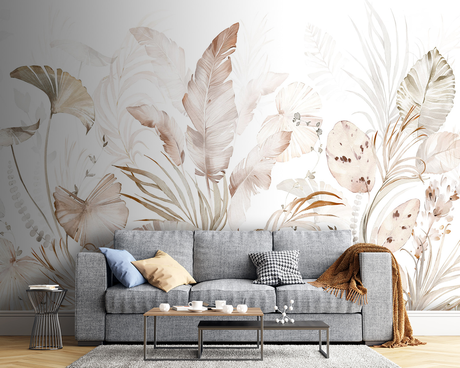 Elegant botanical elements in soft hues.