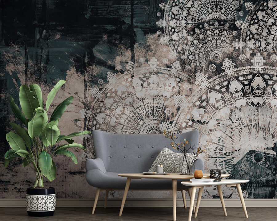 Intricate patterns on a textured surface. Intricate patterns on a textured surface.