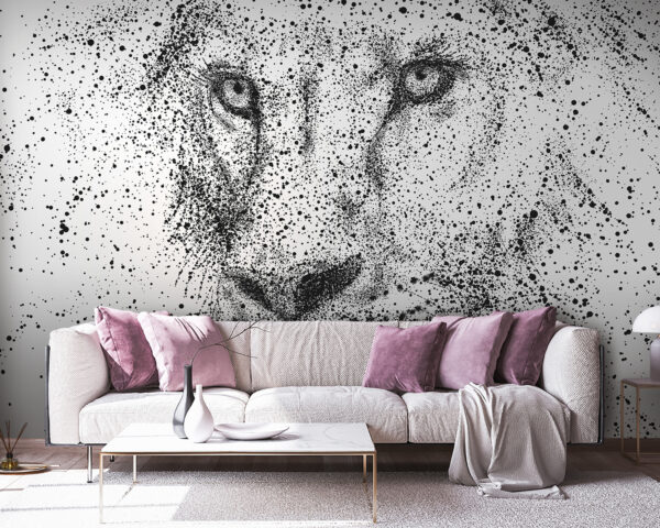 Lion's face with black specks Lion's face with black specks