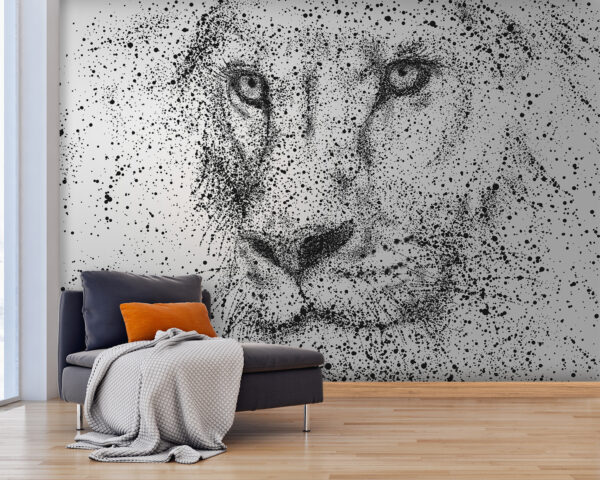 Lion's face with black specks Lion's face with black specks