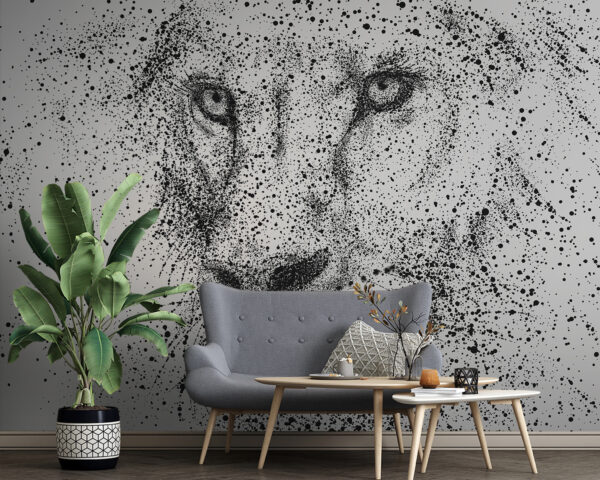 Lion's face with black specks Lion's face with black specks