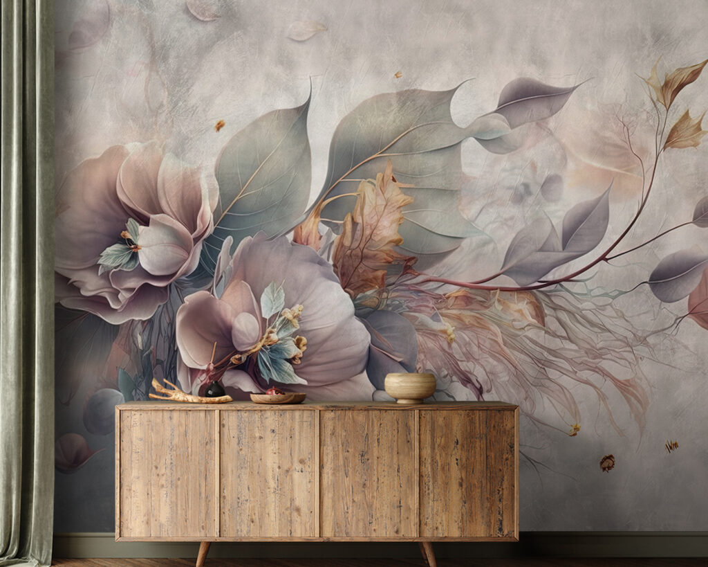 Painting of flowers and leaves