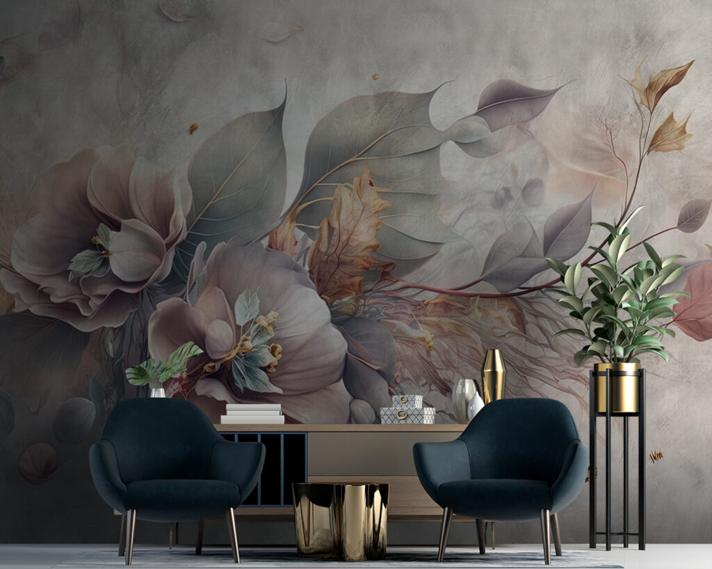 Painting of flowers and leaves