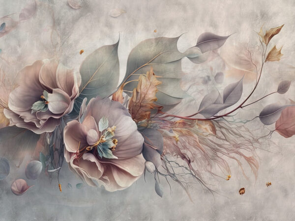Painting of flowers and leaves Painting of flowers and leaves
