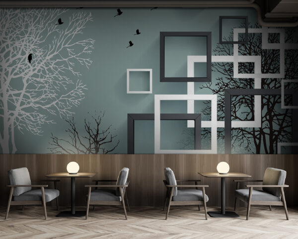 Wall mural with trees and birds flying Wall mural with trees and birds flying