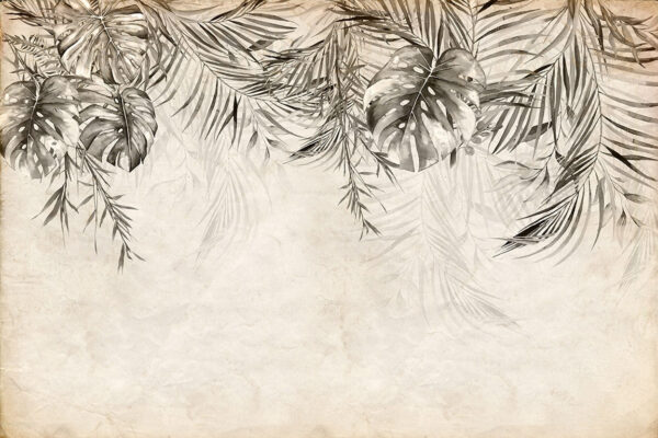 Tropical leaves on a textured background. Tropical leaves on a textured background.