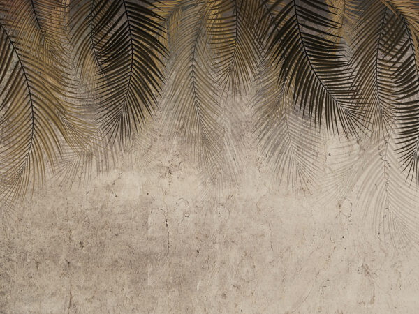 Palm leaves against a textured backdrop. Palm leaves against a textured backdrop.