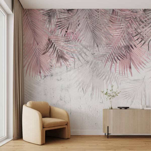 A pink and white palm leaves A pink and white palm leaves