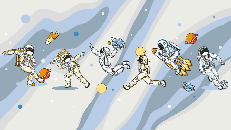 Group of astronauts in space Group of astronauts in space
