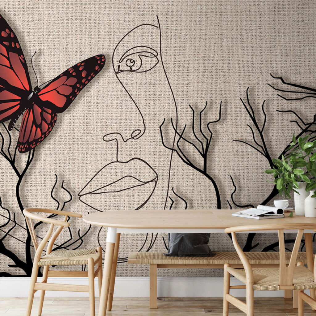 Butterfly and a drawing of a woman's face u93792piq1 1024x1024 - Butterfly and a drawing of a woman's face - tegory