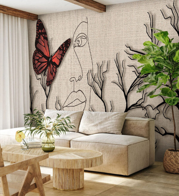 Butterfly and a drawing of a woman's face u93792pig2 600x658 - Butterfly and a drawing of a woman's face - tegory