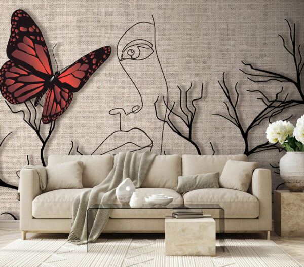 Butterfly and a drawing of a woman's face u93792pig1m 600x526 - Butterfly and a drawing of a woman's face - tegory
