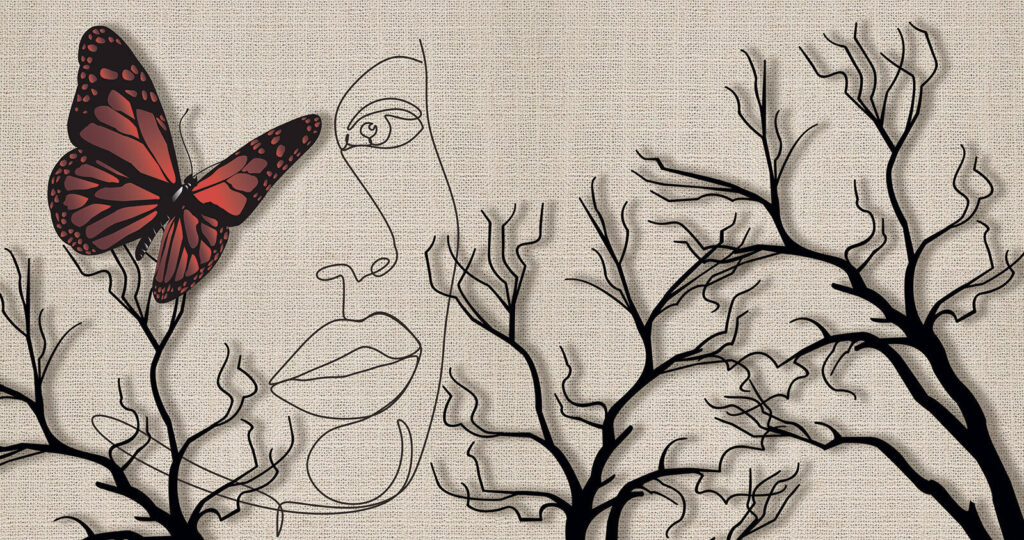 Butterfly and a drawing of a woman's face u93792p 1024x540 - Butterfly and a drawing of a woman's face - tegory