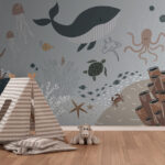 Wall murals Sea life with fish and seaweed