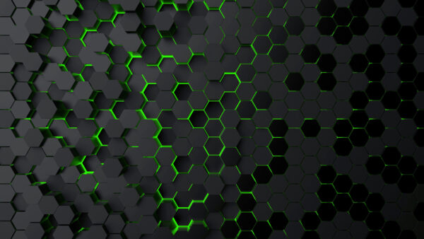 A black hexagons with green lights u93618v1p 600x338 - A black hexagons with green lights