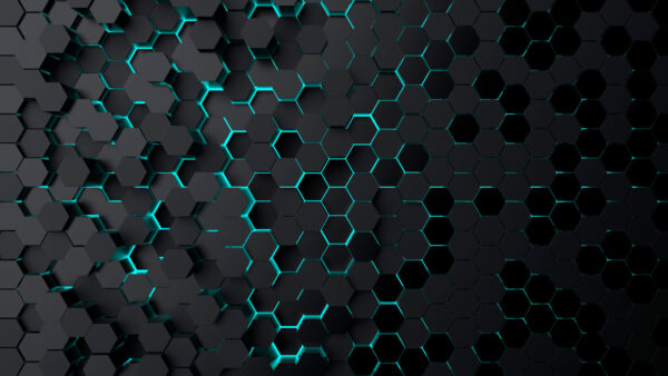 Black hexagons with blue lights Black hexagons with blue lights