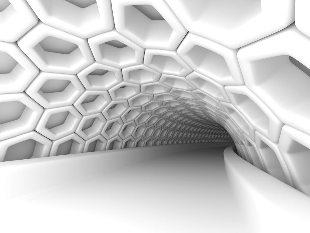 White tunnel with hexagons u93596p 1024x768 - White tunnel with hexagons - tegory