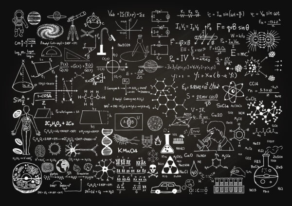 Blackboard with math symbols and formulas Blackboard with math symbols and formulas