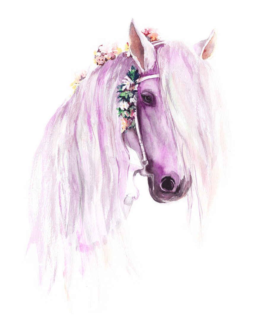 A watercolor of a horse