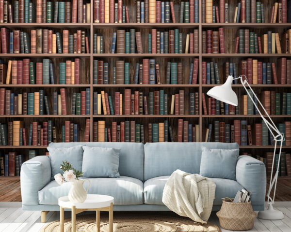 Large book shelf with many books