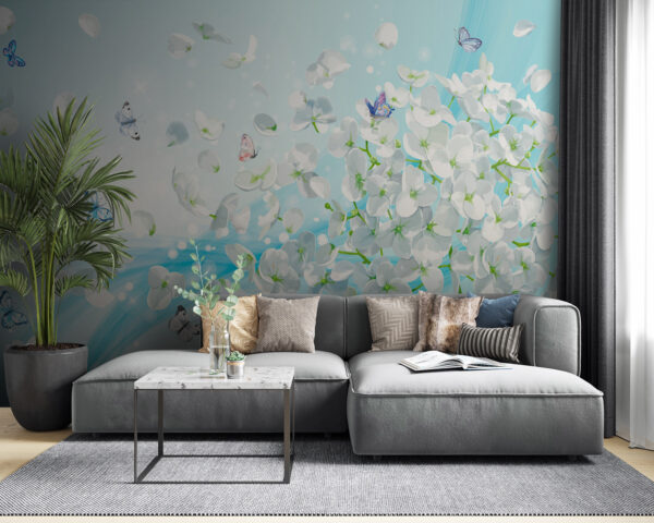 White flowers with butterflies flying u93477pig53 600x480 - White flowers with butterflies flying - tegory
