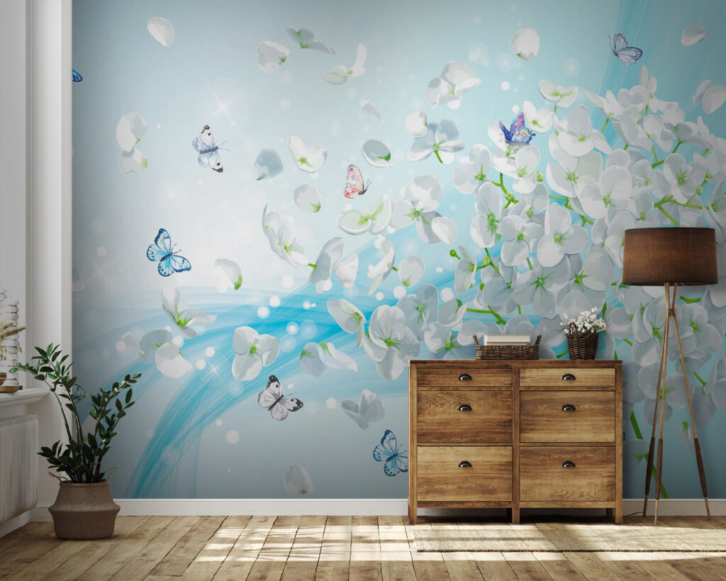 White flowers with butterflies flying u93477pig41 1024x819 - White flowers with butterflies flying - tegory