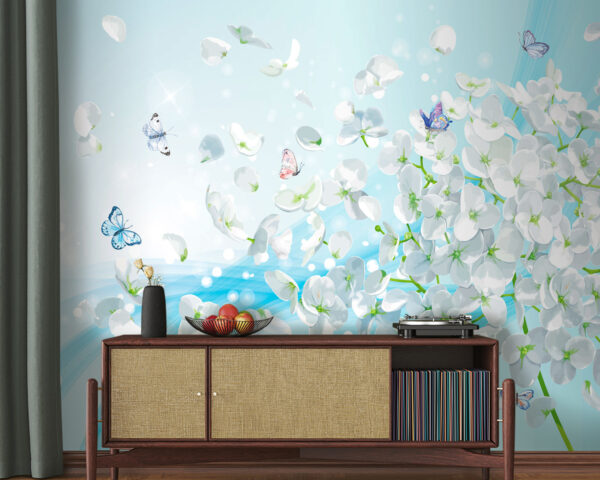 White flowers with butterflies flying u93477pig20 600x480 - White flowers with butterflies flying - tegory