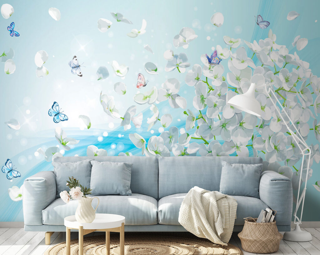 White flowers with butterflies flying u93477pig14 1024x819 - White flowers with butterflies flying - tegory
