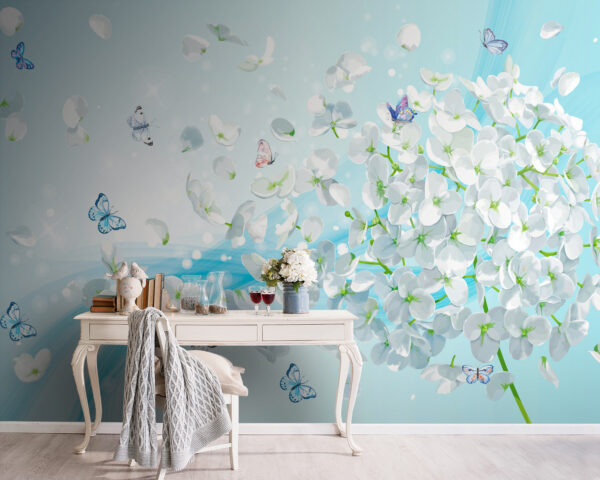 White flowers with butterflies flying u93477pig5 600x480 - White flowers with butterflies flying - tegory