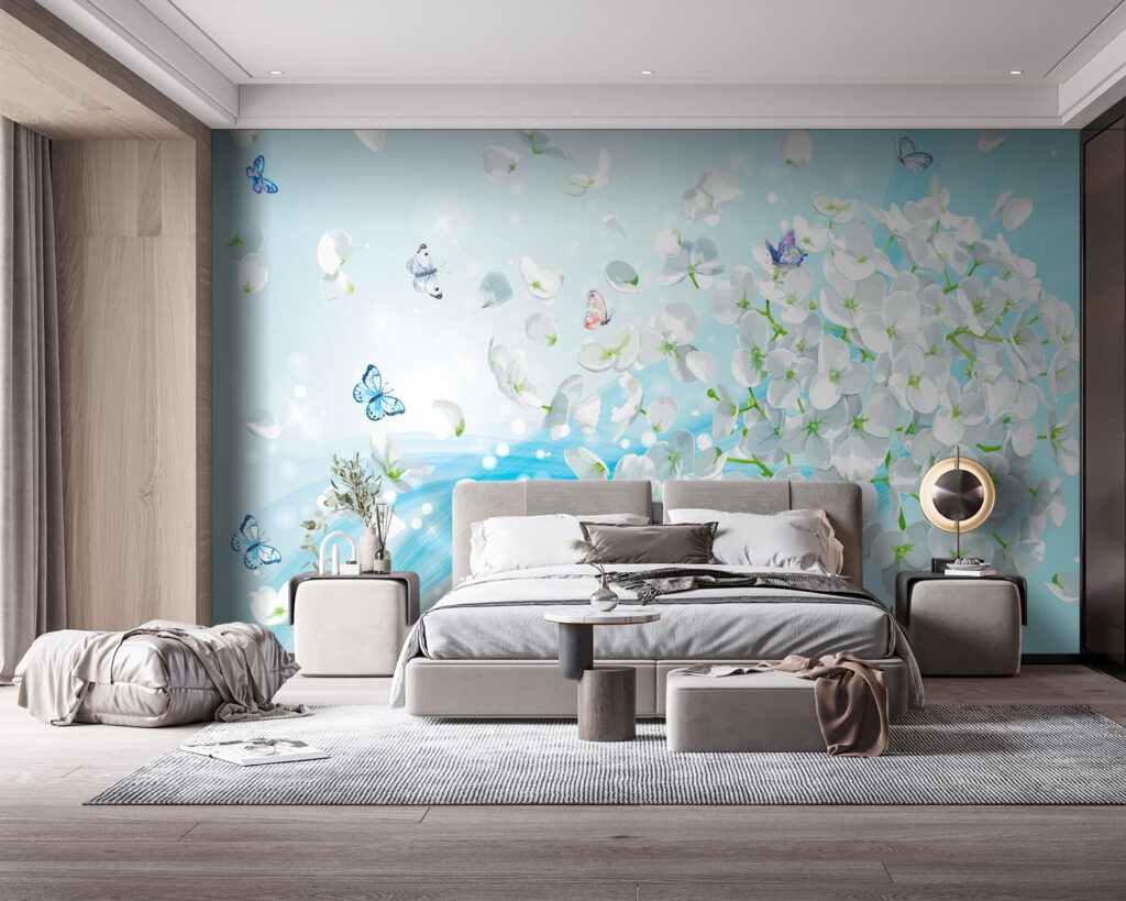 White flowers with butterflies flying u93477pib114 1024x819 - White flowers with butterflies flying - tegory