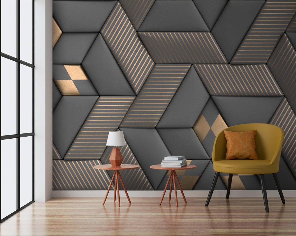 Geometric elegance in grays and brass Geometric elegance in grays and brass