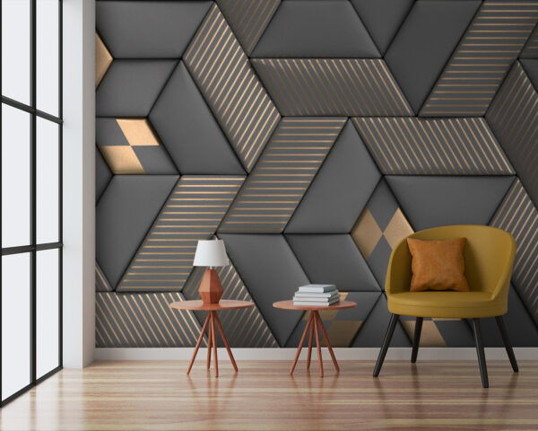 Geometric elegance in grays and brass Geometric elegance in grays and brass