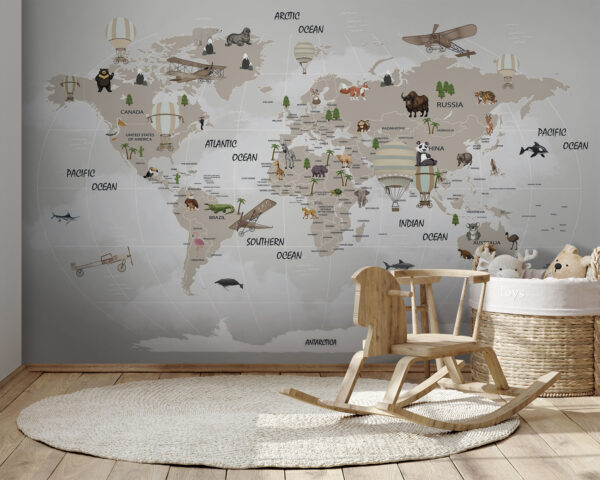 Map of the world with animals u93386pir164 600x480 - Map of the world with animals - tegory