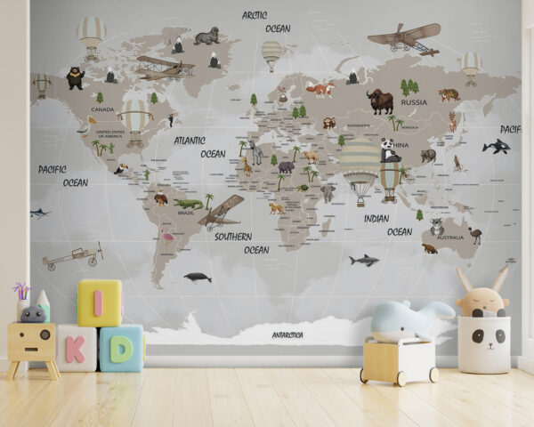 Map of the world with animals u93386pir161 600x480 - Map of the world with animals - tegory