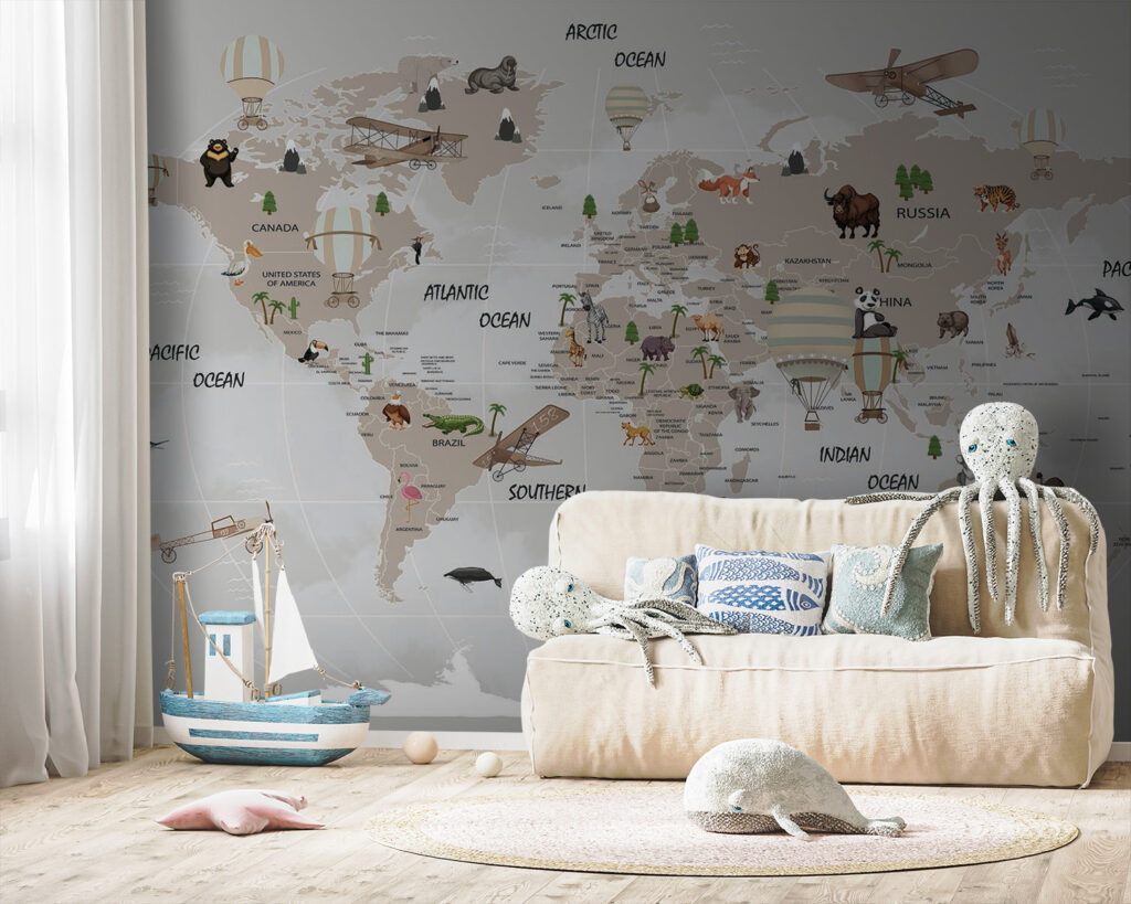 Map of the world with animals u93386pir149 1024x819 - Map of the world with animals - tegory